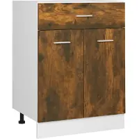 vidaXL - Armoire basse - avec - Tiroir - 60x46x81,5 - cm - fait main - Bois - fumé - Chêne