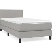 vidaXL Lit boxspring avec matelas gris clair 90x200 cm Tissu