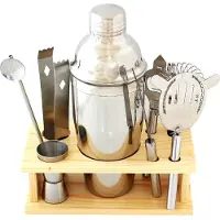 Aptel Cocktail making set with bamboo stand PROFESSIONAL SET, 9pcs. (Set de cocktail)
