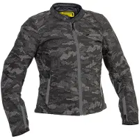 Lindstrands Veste textile pour moto Fryken Camo, pour femmes, noire/grise, taille 36