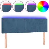vidaXL Tête de lit LED bleu foncé 144x5x78/88 cm velours