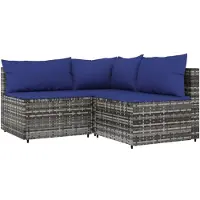 vidaXL Set de jardin Lounge avec coussins Poly rotin Poly rotin Ensemble de salon