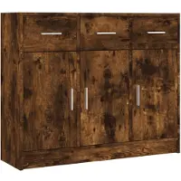 vidaXL Sideboard chêne fumé 91x28x75 cm bois composite