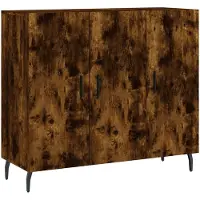 vidaXL Sideboard chêne fumé 90x34x80 cm bois composite