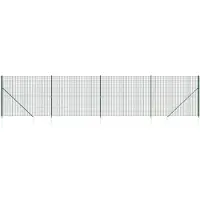 vidaXL Clôture grillagée avec douilles de sol vert 1,4x10 m