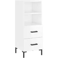 vidaXL Sideboard blanc brillant 34,5x34x90 cm Matériau dérivé du bois
