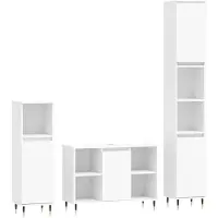 vidaXL Ensemble de meubles de salle de bain 3 pièces blanc en bois composite