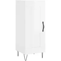 vidaXL Sideboard blanc brillant 34,5x34x90 cm Matériau dérivé du bois
