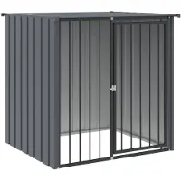 vidaXL Niche pour chiens avec toit Noir 110x103x109 cm Acier galvanisé