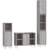vidaXL Ensemble de meubles de salle de bain 3 pièces Gris Sonoma Bois composite
