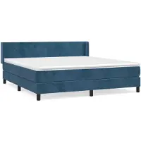 vidaXL Lit boxspring avec matelas bleu foncé 180x200 cm velours