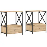 vidaXL Tables de chevet 2 pcs chêne sonoma 50x41x65 cm bois ingénierie