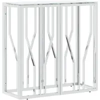 vidaXL Table console argenté 70x30x70 cm acier inoxydable et verre