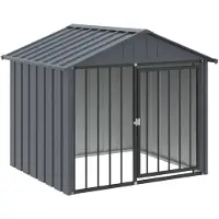 vidaXL Niche pour chiens avec toit Noir 117x103x102 cm Acier galvanisé