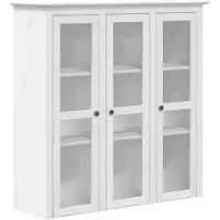vidaXL Armoire vitrine avec portes vitrées BODO Blanc Pin massif