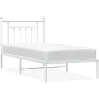 vidaXL Cadre de lit avec tête de lit en métal blanc 90x200 cm