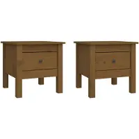 vidaXL Tables d'appoint 2pcs Marron miel 40x40x39cm Bois massif de pin