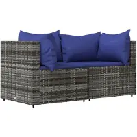 vidaXL Canapé d'angle de jardin avec coussins 2 pcs. Gris Poly Rattan
