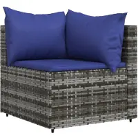 vidaXL Canapé d'angle de jardin avec coussins Gris Poly Rattan