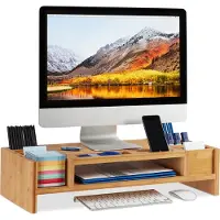 Relaxdays Support pour moniteur Support PC Support d?écran Support de table Organiseur