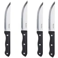 Markenartikel 4x BBQ steak knives set stainless steel silver 33 cm - Set de couteaux