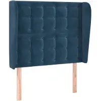 vidaXL Tête de lit avec oreilles bleu foncé 93x23x118/128 cm velours