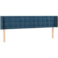vidaXL Tête de lit avec oreilles bleu foncé 183x16x78/88 cm velours