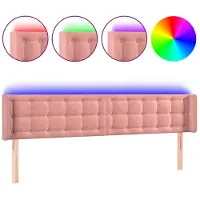 vidaXL Tête de lit LED rose 163x16x78/88 cm velours
