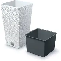 Prosperplast 11l Furu Collection 26.5x26.5x50 Cm Flowerpot Argenté