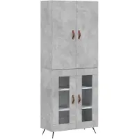 vidaXL Highboard gris béton 69,5x34x180 cm Bois composite