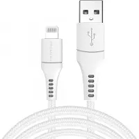 IMoshion ﻿Câble Lightning vers USB - Non MFi - Textile tressé - 3 mètre - Blanc