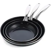 Dagelijkse Kost Kost 3-delige pannset met keramische antikleeflaag 20/24/28 cm, Poêle + casserole, Vert
