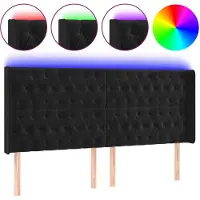 vidaXL Tête de lit LED noir 203x16x118/128 cm velours