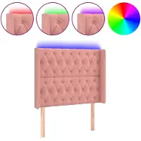 vidaXL Tête de lit LED rose 93x16x118/128 cm velours