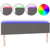 vidaXL Tête de lit LED Gris 160x5x78/88 cm Similicuir