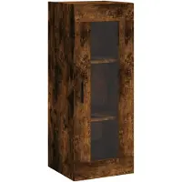 vidaXL Armoire murale chêne fumé 34,5x34x90 cm