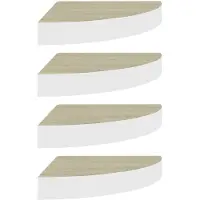 vidaXL Étagères d'angle murales 4 pcs Chêne et blanc 35x35x3,8 cm MDF