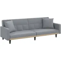 vidaXL Canapé-lit avec coussins gris clair tissu