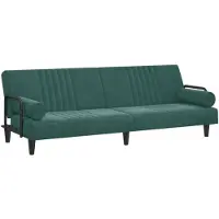 vidaXL Canapé-lit avec accoudoirs vert foncé velours