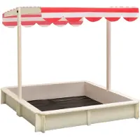 vidaXL Bac à sable et toit réglable Bois de sapin Blanc et rouge UV50