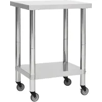 vidaXL Table de travail de cuisine avec roulettes 60x30x85 cm inox