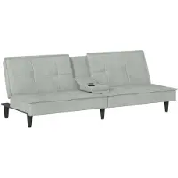 vidaXL Canapé-lit avec porte-gobelets gris clair velours