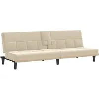 vidaXL Canapé-lit avec porte-gobelets crème tissu