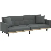 vidaXL Canapé-lit avec coussins Tissu gris foncé