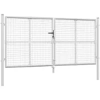 vidaXL Portail de jardin grillagé argenté 300 x 125 cm en acier galvanisé
