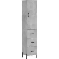 vidaXL Highboard gris béton 34,5x34x180 cm Bois composite