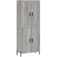 vidaXL Highboard Gris Sonoma 69,5x34x180 cm Matériau dérivé du bois