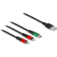 DeLOCK 3 en 1 : câble uniquement pour la charge - USB mâle vers 24 broches USB-C, 2 x connecteur Lightning mâle (Apple)