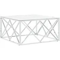 vidaXL Table basse argentée 80x80x40 cm acier inoxydable et verre