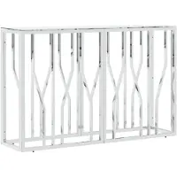 vidaXL Table console argenté 110x30x70 cm acier inoxydable et verre